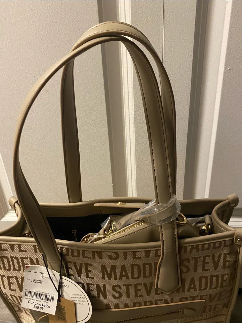 Steve Madden Tan Logo Tote Bag